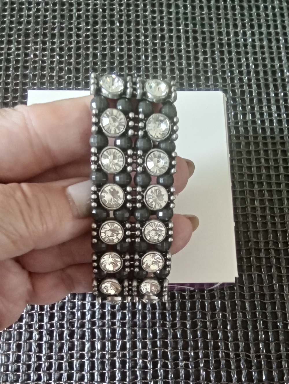 Lia Sophia Crystal Bling Black Stretch Bracelet S